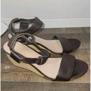 Camper Chocolate Leather Open Toe Ankle Strap Wedge Sandals Shoes Size 41 / 10